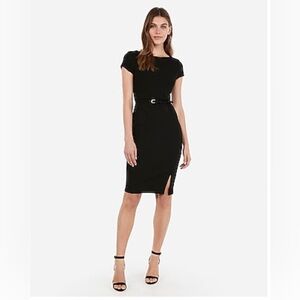 NWT Express Belted Seamed Black Sheath Dress